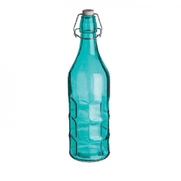 Бутылка голубая с крышкой 1 л, стекло, P.L.